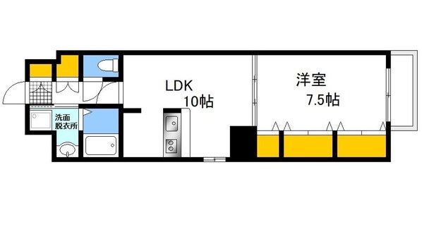 市役所前駅 徒歩2分 6階の物件間取画像